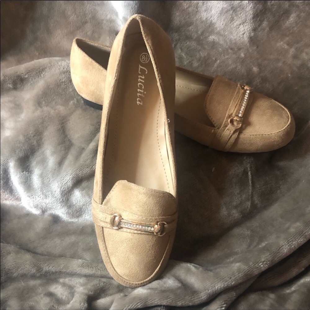 Faux Suede Rhinestone Loafers